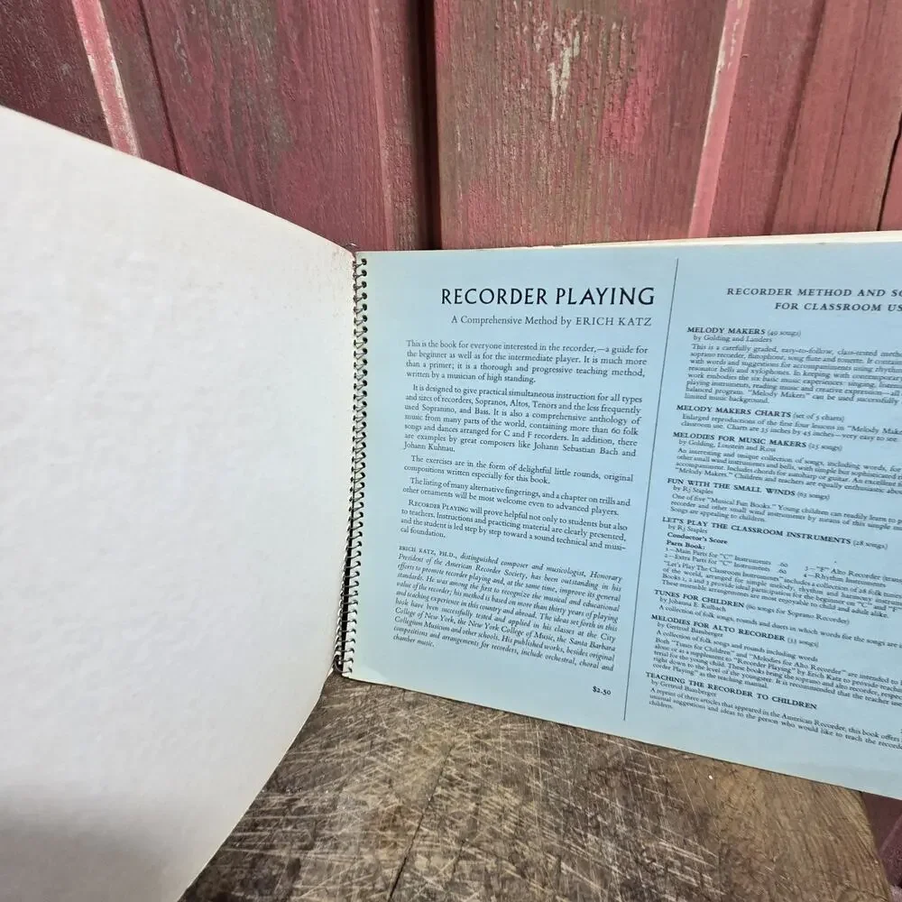 VINTAGE Recorder Playing By Erich Katz Instruction Book Carl Van Roy‎ Company